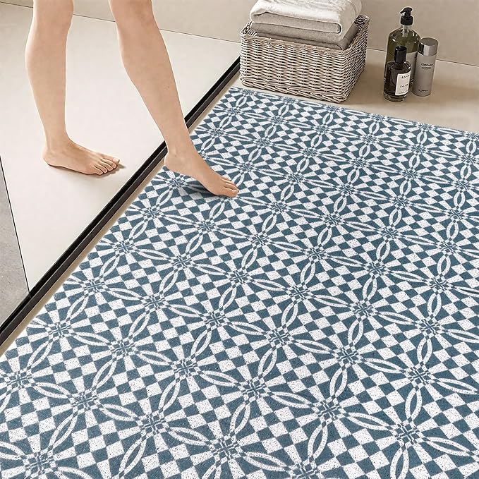 Shower Mat Non Slip - Quick Drying Anti Slip Shower Mats for Inside Shower, Soft PVC Loofah Foot Scrubber Mat, Extra Large Bath Mat for Shower, Tub, Bathroom, Floor, Kitchen, Home, Pool, Hotel