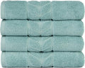 BAGNO MILANO Organic Turkish Cotton Bath Towels, Luxury Jacquard Collection, Certified Organic Highly Absorbent, Soft-Plush Towel Set (Mint, 4 Pcs Hand Towel Set)