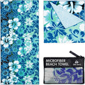 Elite Trend Microfiber Beach Towel for Adults with Bag - Extra Large 78x35 inch Lightweight Sand Free Quick Dry Towel for Travel, Swimming, Yoga, Camping (Hibiscus)