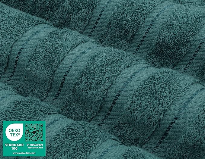 American Soft Linen Luxury 4 Piece Bath Towel Set, 600 GSM 100% Cotton Turkish Bath Towels for Bathroom, 27x54 in Extra Large Bathroom Shower Towels, Teal