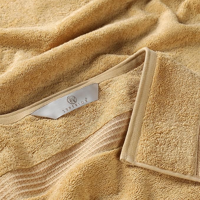 Superior Egyptian Cotton 8-Piece Hand Towel Set, Towel Basics for Quick Dry, Absorbent Small Towels, Facial, Spa, Kitchen, Bathroom Essentials, Apartment, Guest Bath, Soft, Washcloth, Gold