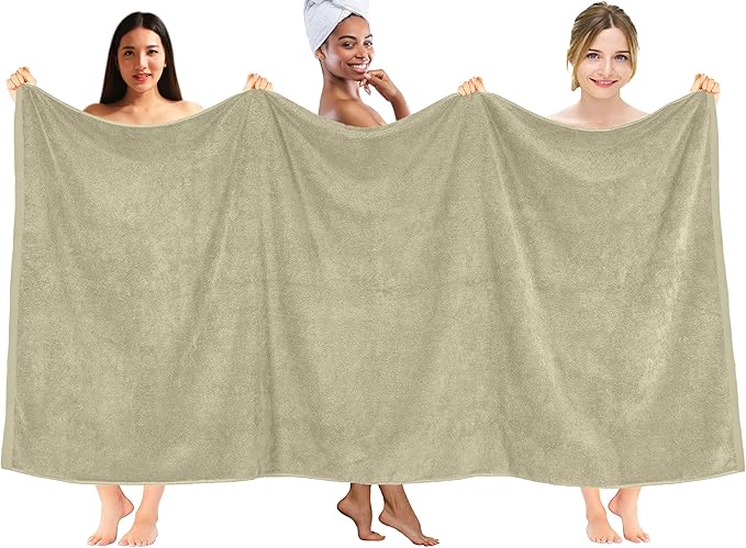 DAN RIVER Pack of 1 Bath Sheet 40x80 Inches, Extra Large Bath Towels, Luxury Quick Dry Cotton Towels - Beige