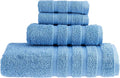 HALLEY Turkish Towels Set (4 Pieces) 650 GSM Highly Absorbent Super Soft 100% Cotton - 1 Bath Towel 1 Hand Towel 2 Washcloths (Blue)