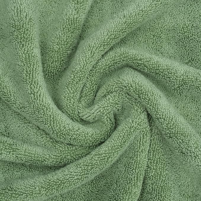 American Soft Linen Salem 100% Cotton Turkish 4 Piece Bath Towels for Bathroom, 600 GSM Soft Absorbent Quick Dry Bath Towel Set, Sage Green