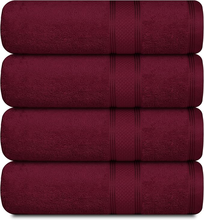 Casa Lino Face Towels & Body Wash Cloths for Showering - 100% Cotton Wash Cloths for Bathroom - Highly Absorbent & Quick Drying Washcloth Set - Cotton Washcloths 24 Pack (12" x 12") - (Burgundy)