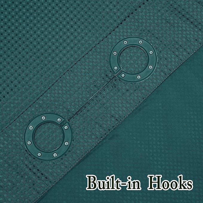 Gibelle No Hook Waffle Weave Shower Curtain with Snap-in Fabric Liner Set for Bathroom, Hotel Style with Mesh Top Window, Waterproof & Washable, Seaweed Green, 72x74