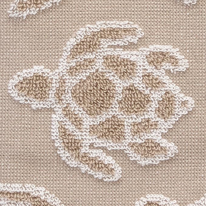 SKL Home Turtle Sculpted 100% Cotton Jacquard 2pc Hand Towel Set, Coastal, Reversible & Decorative for Bath/Kitchen/Bar/Beach House & Gift, Taupe