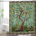 Bohemian Shower Curtain, Boho Floral Print Water Repellent Polyester Fabric for Bathroom Decor, 72×72 Inch Standard Size with 12 Hooks, Also as Room Divider
