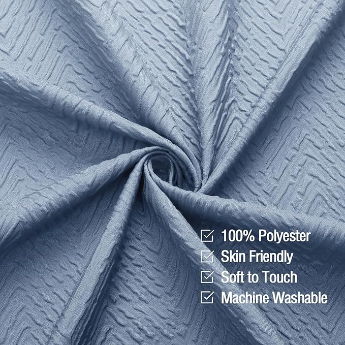 Gibelle Ombre Blue Shower Curtain, 3D Embossed Textured Herringbone Fabric Shower Curtain, Modern Farmhouse Bathroom Decor Soft Cloth Shower Curtain Set with Hooks, 72x72