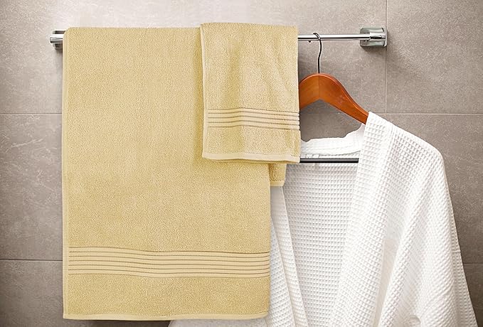 Utopia Towels 8 Piece Premium Towel Set, 2 Bath, 2 Hand, and 4 Washcloths, 100% Ring Spun Cotton, Highly Absorbent Towels for Bathroom, Sports, and Hotel, Beige