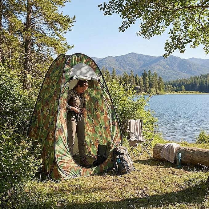4x4ft Pop Up Privacy Shower Tent with Top Window, 3.6lbs Liightweight Dressing Room, Portable Toilet Stall with Carry Bag for Camping, Beach, Outdoors (Pink)