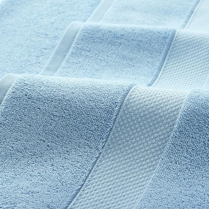 Aston & Arden Egyptian Bath Towels - Pack of 2 - Oversized Ultra Soft Thick & Absorbent, 100% Ringspun Egyptian Cotton Bathroom Towel for Spa, Hotel, 600 GSM, 30 x 54 in, Blue