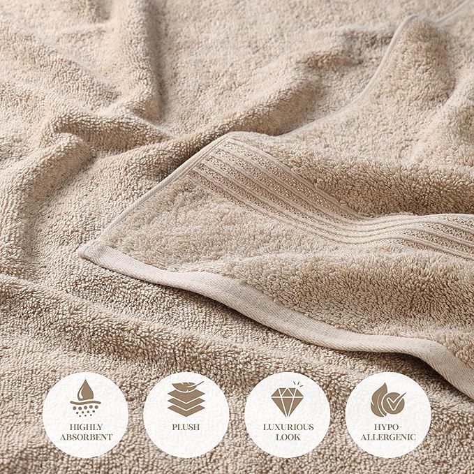 Superior Egyptian Cotton 10-Piece Face Towel Set , Small Towels For Facial, Spa, Quick Dry, Absorbent Towels, Bathroom Accessories, Guest Bath, Home Essentials, Washcloth, Airbnb, Taupe