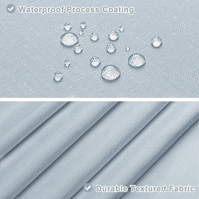 MitoVilla 3 in 1 Shower Curtain Set, FogBlue Boho Farmhouse Linen Textured Bath Curtain and Clear PEVA Liner Set with 12 Double Sided Steel Hooks, Waterproof Fabric Hotel Bathroom Curtain - 72x72