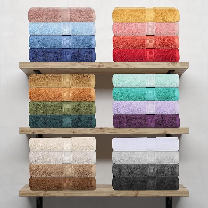 BLUENILEMILLS Madison Egyptian Cotton Bath Towels, Towel Set for Bathroom, Shower, Hotel, Plush, 800 GSM, Highly Absorbent and Ultra-Soft Towels, Bath Essentials, Towels, Set of 2, Gold