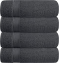 BELZZI Home Ultra Soft 4 Pack Oversized Bath Towel Set 27x54, Cotton Compact Bath Towels, Highly Absorbant Eco-Friendly Quickdry & Lightweight Towel, Ideal for Gym Travel Camp Pool - Charcoal Grey