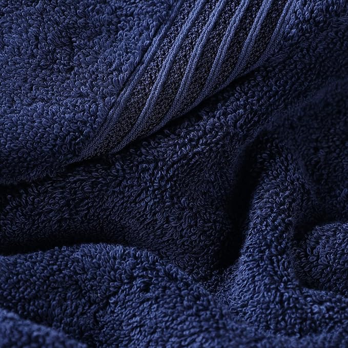Superior Egyptian Cotton Bath Towel Set, Home Bathroom Towels, Master, Guest Bath, Decor Essentials, Quick Dry, Absorbent, Large Body Towels, Spa, Hotel, Resort, Adult, Kids, Set of 2, Navy Blue