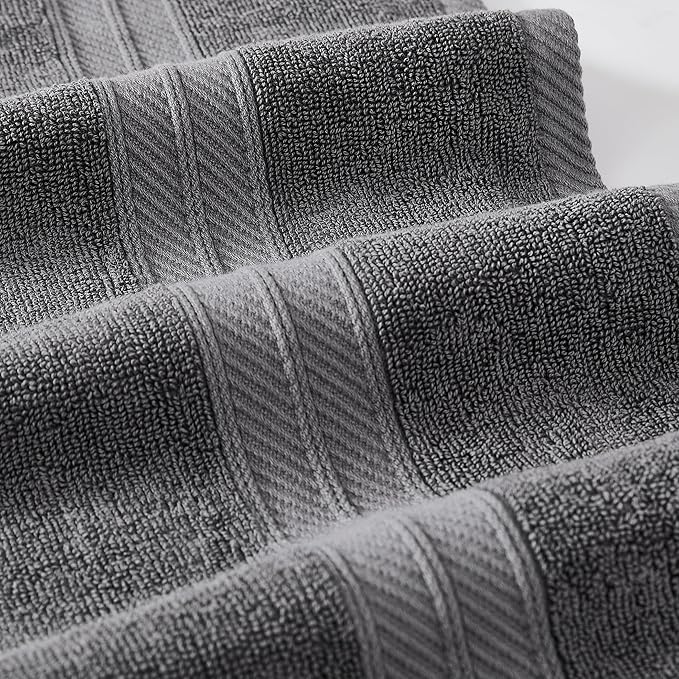 Modern Threads Trefoil Filigree 6-Piece 100% Cotton Towel Set – Reversible Yarn Dyed Jacquard – Includes 2 Bath Towels, 2 Hand Towels, 2 Washcloths – Absorbent, Quick Dry, Soft & Durable – Dark Gray