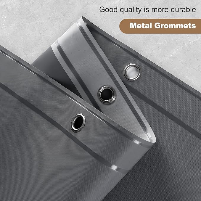 UFRIDAY Dark Grey Stall Shower Curtain Liner Premium PEVA 60 x72 inch,Heavy Duty Shower Curtain with 3 Weighted Magnets, Plastic Waterproof Grey Shower Curtains for Bathroom with 10 Hooks