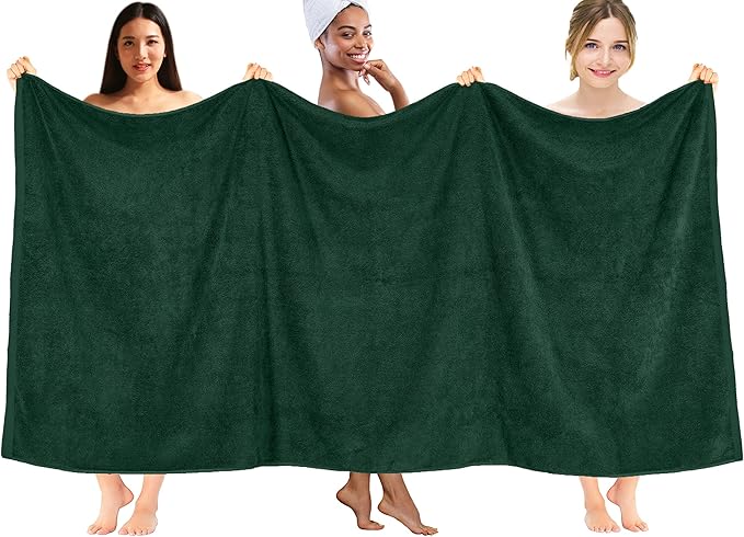 DAN RIVER Pack of 1 Bath Sheet 40x80 Inches, Oversized Bath Towels Extra Large, Organic Cotton Towels for Bathroom - Hunter Green