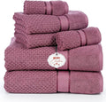 Ample Decor Bathroom Towel Set of 6-2 Bath Towel, 2 Hand Towel, 2 Wash Cloths – Ideal for Gifting, Hotel, Gym, Spa - Grape Purple