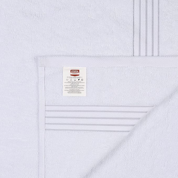 Utopia Towels Luxury Hand Towels Set, (16 x 28 inches) 100% Ring Spun Cotton, Lightweight and Highly Absorbent Towels for Bathroom, Travel, Camp, Hotel, and Spa (White) (60 Pack)