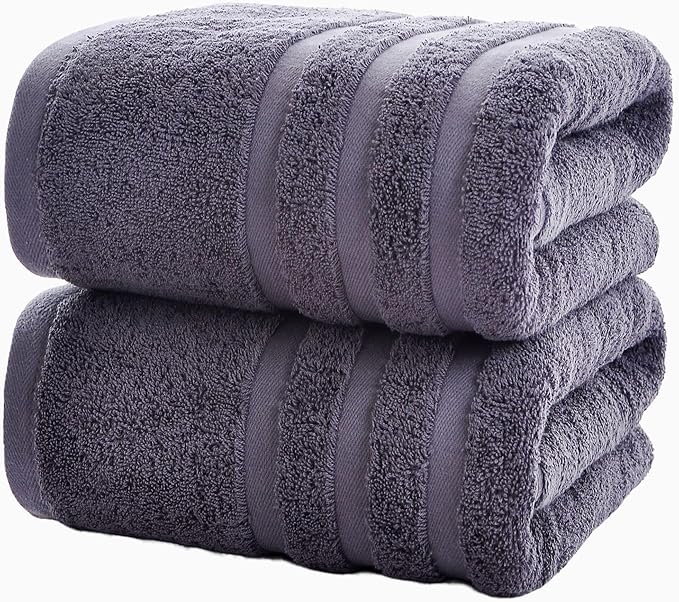 Cotton Bath Towel – Large 30x60 Inches, Soft, Thick & Absorbent Towel for Bathroom, Spa, or Home Use (Gray, 2 Pack – 30"x60")