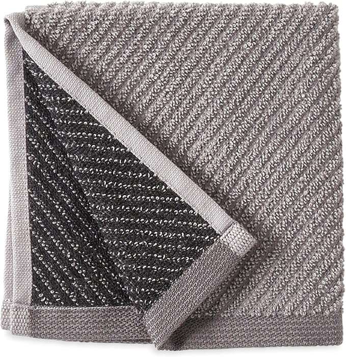 Wellbe 6-Piece Washcloth Set, Quick Dry, Absorbent, Soft, 13” x 13”, Grey