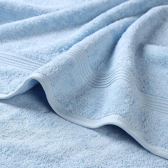 Superior Egyptian Cotton 2-Piece Bath Sheet Towel Set, Oversized Body Towels For Adults And Kids, Large Towel For Bath, Shower, Guest Bathroom, Spa, Gym, Resort, Essentials, Airbnb, Light Blue