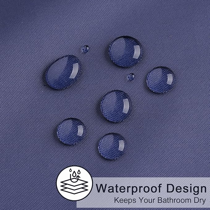 AooHome Solid Navy Blue Shower Curtain, Fabric Weighted Hem Shower Liner with Hooks, Reinforced Metal Grommets, Water Repellent, 72 Width x 75 Height inch