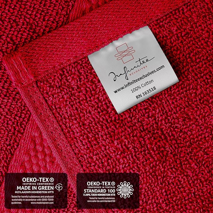 Infinitee Xclusives Luxury Wash Cloths for Showering [13x13] – 100% Cotton Washcloths [Pack of 4], Soft and Absorbent Face Towels for Bathroom Wash Clothes, Gym, and Spa (Burgundy)
