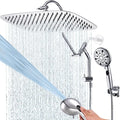 G-Promise 14 Inches Shower Heads with Massage Mode Handheld Sprayer Combo, 3 Way Metal Extended Diverter and Metal Adjustable Extension Arm, Stainless Steel Hose