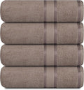Casa Lino Brown Bath Towels Set of 4 (54" x 27") - Large Bathroom Towel Set - 100% Cotton Towels for Bathroom - Highly Absorbent & Quick Dry Bath Towel Multipack - New Apartment Essentials