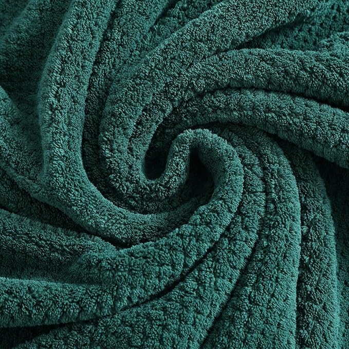 YTYC 29x59 Inch Bath Towels Set of 6 Large, Super Soft Absorbent Lint Free Microfiber Towels for Bathroom 80% Polyester (Dark Green, 6 Piece)