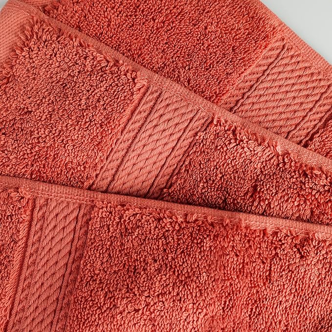 BLUENILEMILLS Madison Egyptian Cotton Towels, Towel Set for Bathroom, Shower, Hotel, Plush, 800 GSM, Highly Absorbent and Ultra-Soft Towels, Bath Essentials, 8 Piece Assorted Towel Set, Coral