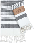 Ruvy Home Basics Turkish Hand Towels for Bathroom Set of 2 | 18"x40", Cotton | Decorative Towel for Bathroom, Kitchen, Dishcloth, Tea, Yoga, Face, Gym - Black