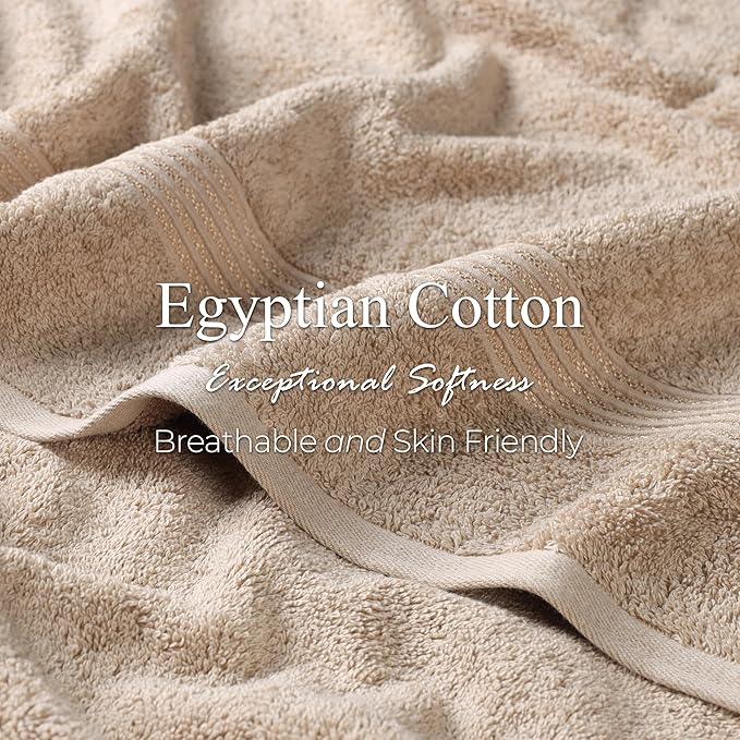 Superior Egyptian Cotton 10-Piece Face Towel Set , Small Towels For Facial, Spa, Quick Dry, Absorbent Towels, Bathroom Accessories, Guest Bath, Home Essentials, Washcloth, Airbnb, Taupe
