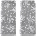 SKL Home Winter/Christmas Scattered Snowflakes Hand Towel 2pc Set for Bath/Kitchen/Bar & Gift, Gray