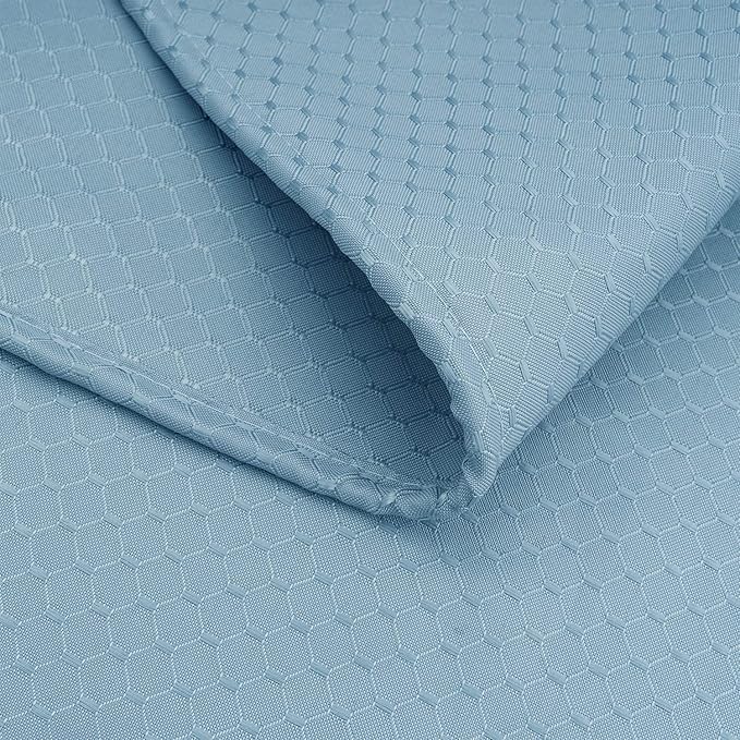 AooHome Extra Long 72x86 Inch Shower Curtain, Fabric Heavy Weight Waffle Weave Design Bathroom Curtain with Hooks, Weighted Hem, Water Repellent, Light Blue