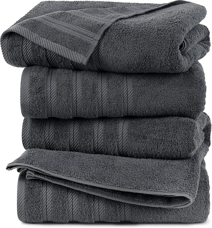 Utopia Towels 4 Pack Premium Extra Large Bath Towels Set, (30 x 60 Inches) 100% Ring Spun Cotton 500GSM, Lightweight and Highly Absorbent Quick Drying Towels, Perfect for Daily Use (Grey)