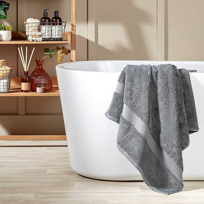 Christy Renaissance 4 Piece Gray Towel Set | 100% Egyptian Cotton | Luxury Bathroom Towels | Soft and Super Absorbent | 675 GSM | 2 Bath 2 Hand | Ash Gray