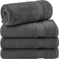 Cotton Paradise 4 Piece Turkish Bath Towels for Bathroom, Extra Large Soft Plush Towels Bathroom Set, Dark Gray