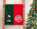 American Soft Linen Christmas Bath Towels Bathroom Set, 2 Packed Embroidered Decorative 100% Turkish Cotton Hand Bath Towels, Dish Towels for Decor Xmas, Merry-Hoho