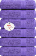 Ample Decor Bathroom Hand Towels 18 X 28 Inch 600 GSM 100% Cotton, Soft Absorbent - 6 Pcs Purple