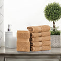 BLUENILEMILLS BNM Egyptian Cotton 6-Piece Towel Set, Includes 6 Face Towels, Attached Loop for Easy Hanging and Storage, Hotel Quality, Perfect for Bathroom, Gym, Shower Space, or Spa, Rust