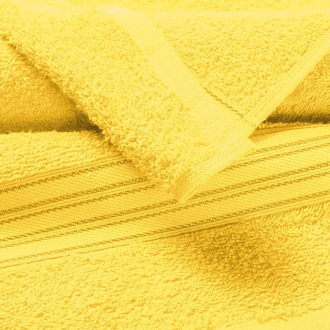 BOUTIQUO Ultra Soft Cotton Washcloths, Contains 12 Piece Face Cloths 12x12 inch, Ideal for Everyday use Face Towels, Compact & Lightweight Multi Purpose Washcloths - Lime Yellow