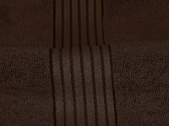 Utopia Towels 8 Piece Premium Towel Set, 2 Bath, 2 Hand, and 4 Washcloths, 100% Ring Spun Cotton, Highly Absorbent Towels for Bathroom, Sports, and Hotel, Dark Brown