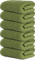 Tens Towels Pack of 6 Hand Towels, 100% Cotton, Lighter Weight, Quick to Dry, 16 x 28 Inches, Super Soft & Absorbent, Perfect for Bathroom & Kitchen, Green