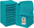 Utopia Towels 24 Pack Cotton Washcloths Set, 100% Ring Spun Cotton, Premium Quality Flannel Face Cloths, Highly Absorbent and Soft Feel Fingertip Towels, Turquoise