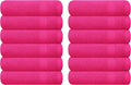 GLAMBURG Ultra Soft 12-Piece Washcloths Set 13x13-100% Ringspun Cotton - Durable & Highly Absorbent Face Towels - Ideal for use in Bathroom, Kitchen, Gym, Spa & General Cleaning - Hot Pink